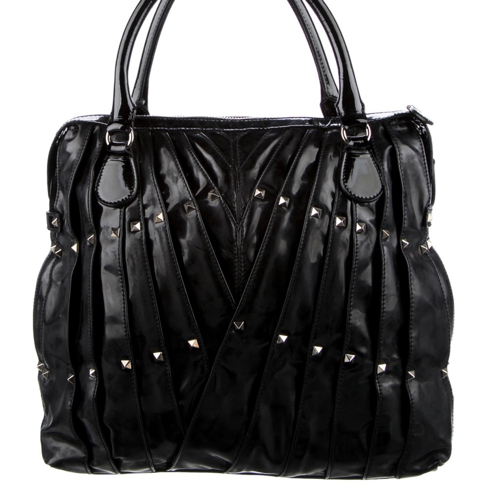 Valentino Black Patent Leather Maison Handbag